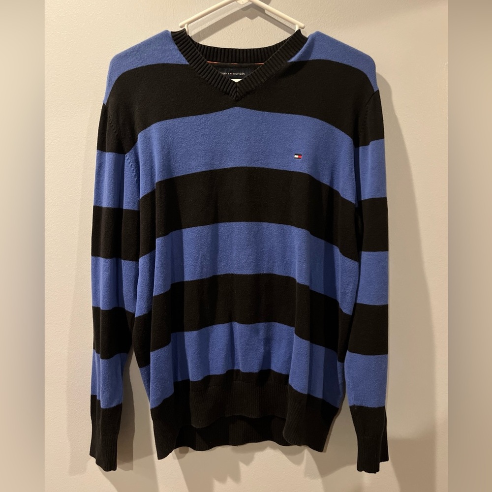 Tommy Hilfiger Striped Sweater Blue & Black Small Preppy 2009